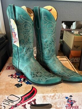 NWT Old Gringo Yippee Ki Yay Turquoise Leather Western Cowgirl Boots Size 9.5 Bo